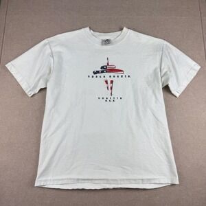 Cal Cru Shirt Mens M‎ White Space Needle Seattle USA Graphic Single Stitch Tee